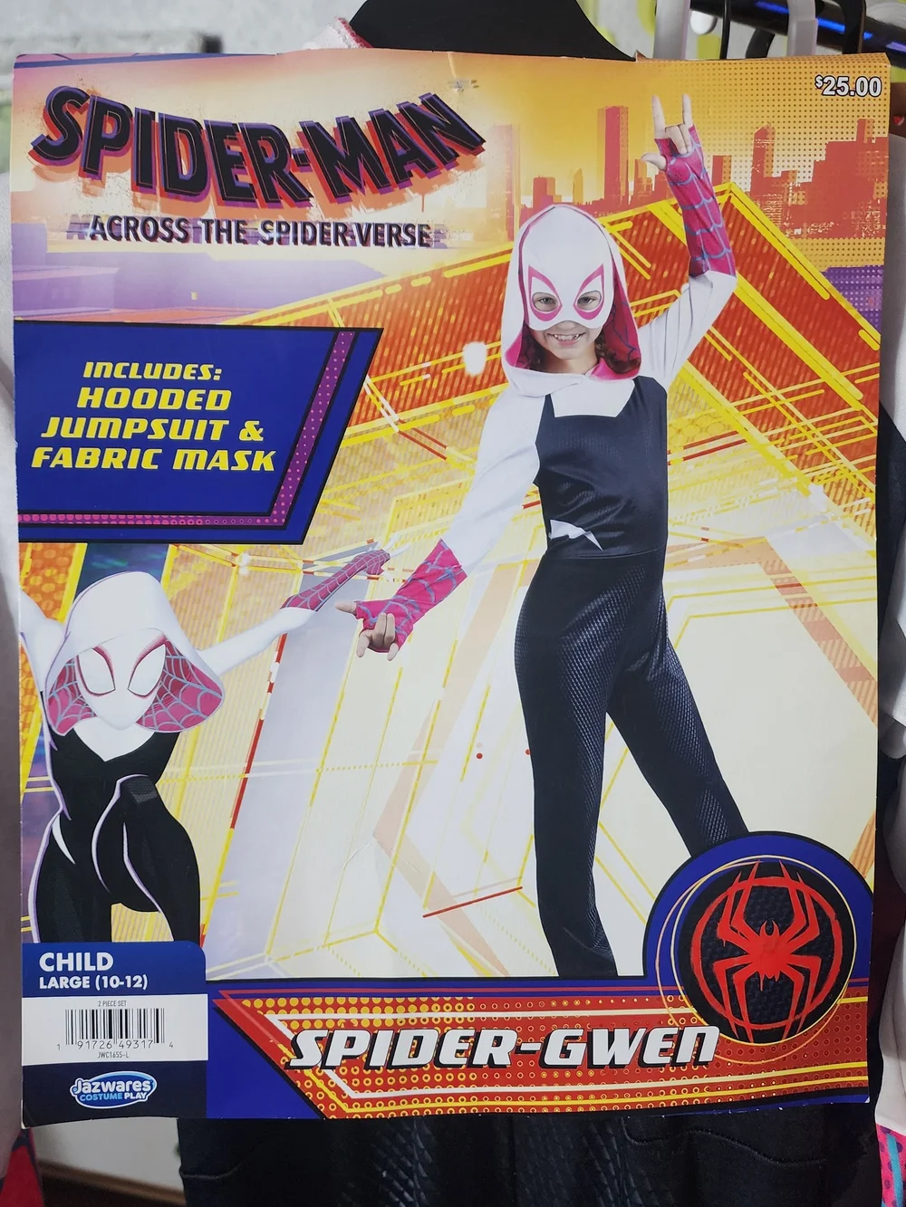 Marvel Spider-Gwen Kids Costume - Black, White & Pink Hooded Jumpsuit
